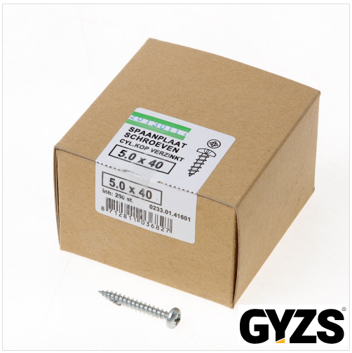 Hoenderdaal Spaanplaatschroef cilinderkop verzinkt pozidriv 5.0x40mm