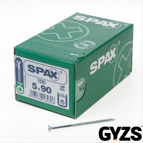 Spax spaanplaatschroef deeldraad 5,0 x 90mm
